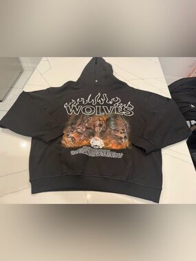 Darc Sport Wolves Graphic Black Hoodie NWOT